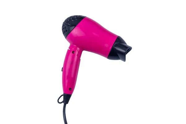 Růžový Vysoušeč Vlasů Izolované Bílém Pozadí — Stock fotografie