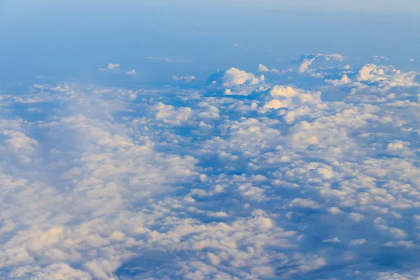 Beautiful White Clouds Blue Sky View Airplane — Stock Photo, Image