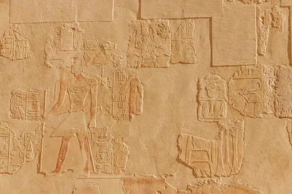 Antiguas Pinturas Egipcias Jeroglíficos Una Pared Templo Mortuorio Hatshepsut Luxor — Foto de Stock