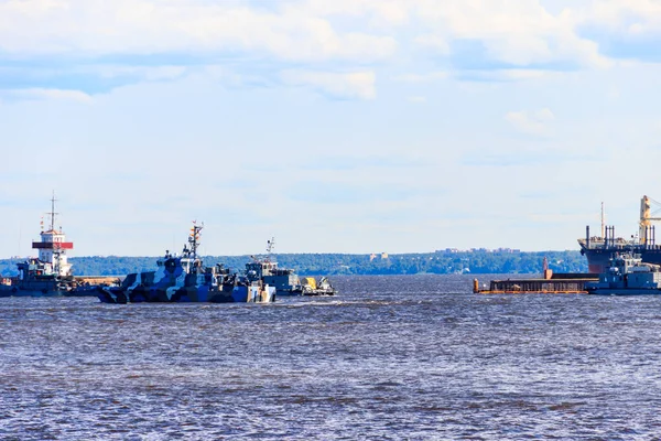 Statki Wojenne Rosyjskiej Floty Zatoce Kronstadt — Zdjęcie stockowe