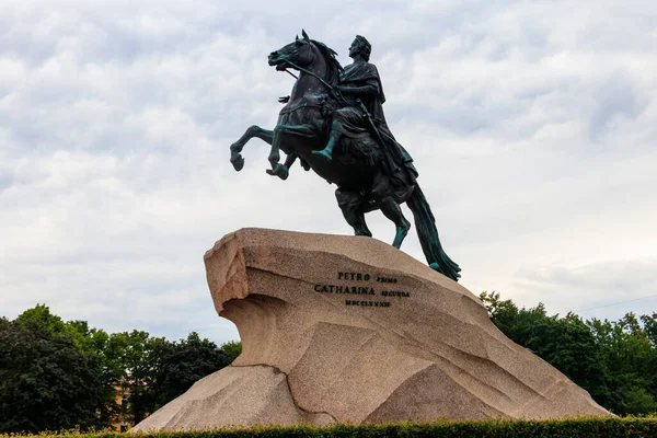 Monumento Pietro Grande Cavaliere Bronzo San Pietroburgo Russia — Foto Stock