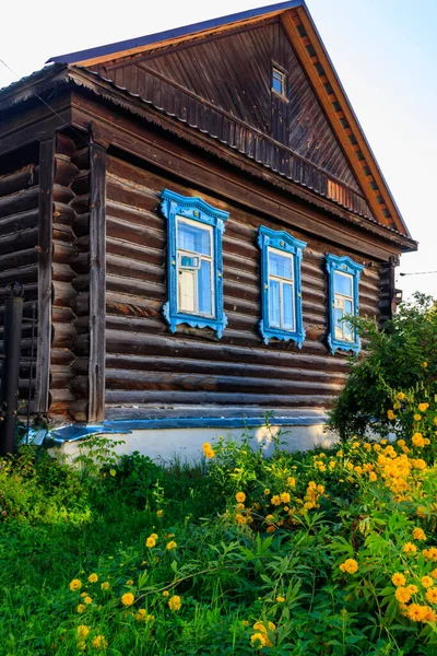 Altes Holzblockhaus Einem Russischen Dorf — Stockfoto
