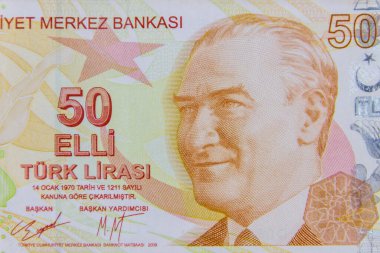 50 liralık Türk banknotunun makro çekimi.