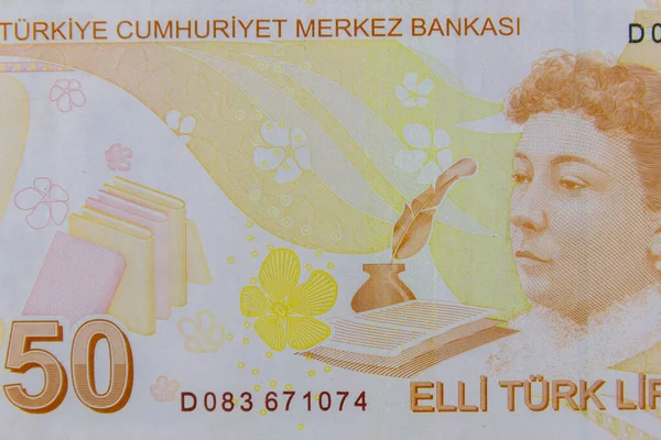 Liralık Türk Banknotunun Makro Çekimi — Stok fotoğraf