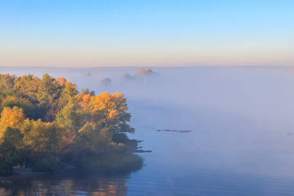 View Dnieper River Fog Morning Autumn — Stock Photo, Image