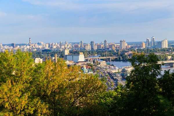 Vista Rio Dnieper Paisagem Urbana Kiev Ucrânia — Fotografia de Stock