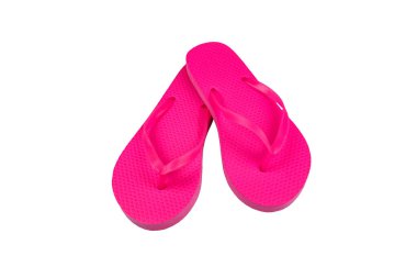 Beyaz arkaplanda izole edilmiş pembe parmak arası terlikler