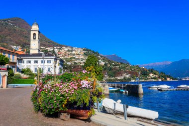 Cernobbio manzarası, Como Gölü, Lombardy, İtalya 'da küçük güzel bir kasaba.