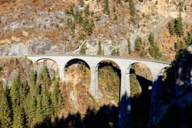 Landwasser Viaduct, Rhaetian demiryolu, İsviçre Graubunden manzarası