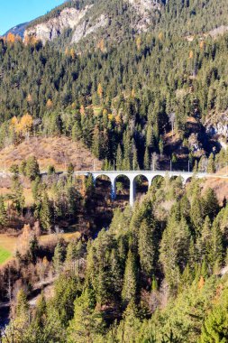 Landwasser Viaduct, Rhaetian demiryolu, İsviçre Graubunden manzarası
