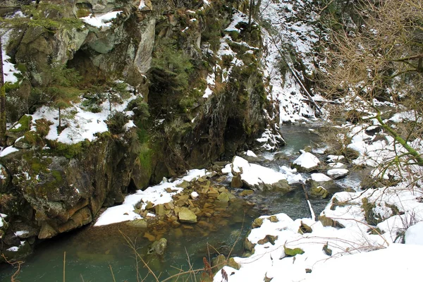 Winterfluss in den Karpaten — Stockfoto