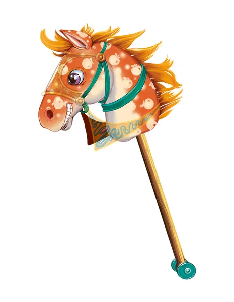Stick cavalo brinquedo, recortado no fundo branco — Fotografia de Stock