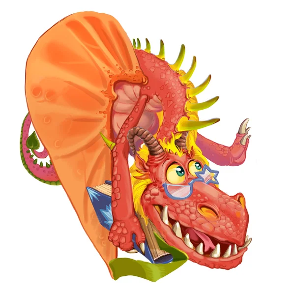 Cartoon dragon teacher — Stock Photo, Image