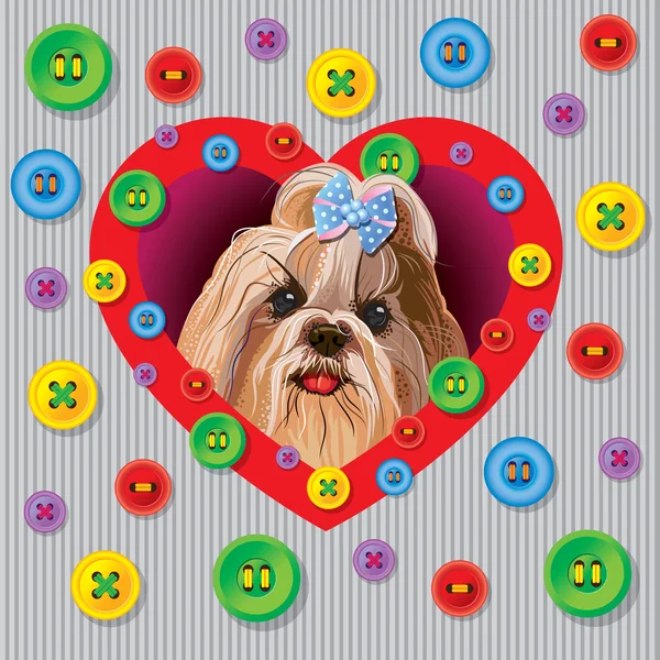 Card with a Yorkshire terrier — Stockvector