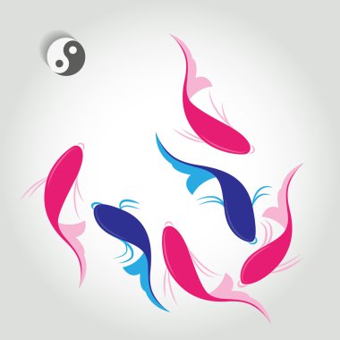 Yin Yang sembolü ile süs balık