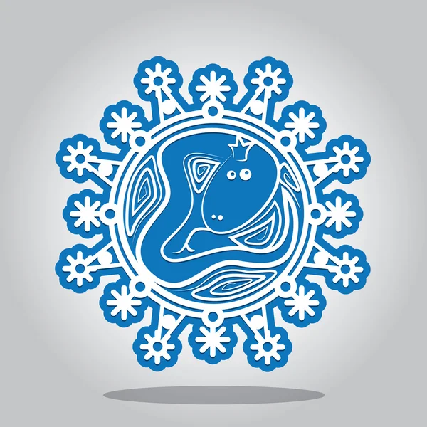 Fiocco di neve del Serpente sullo zodiaco cinese — Vettoriale Stock