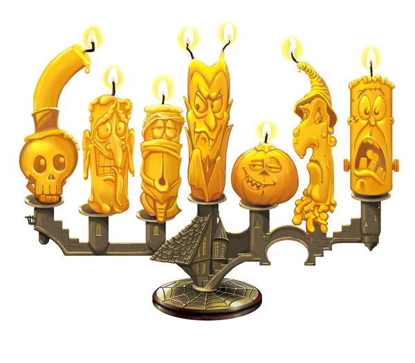 Candeliere e candele per Halloween — Foto Stock