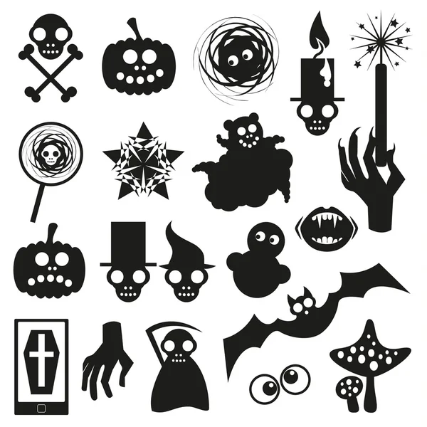 Sbírka ikon Halloween černá — Stockový vektor
