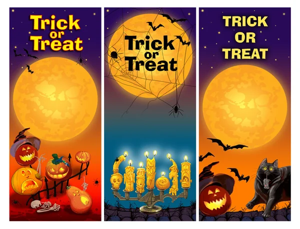 Tři karty Pozvánka na oslavu Halloweenu — Stock fotografie