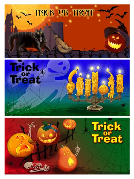 Tři karty Pozvánka na oslavu Halloweenu. — Stock fotografie
