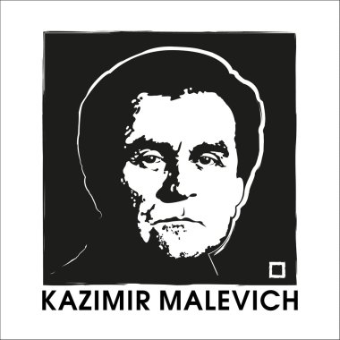Artist Kazimir Malevich and Black Square. clipart