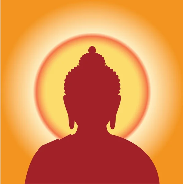 Silhouette Bouddha contre le soleil . — Image vectorielle