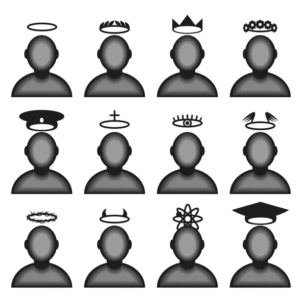 Conjunto de iconos de perfil de avatar masculino - silueta de halos de cabeza . — Vector de stock