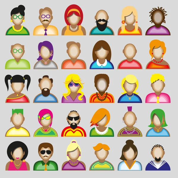 Ícones modernos criativos avatares com pessoas . — Vetor de Stock