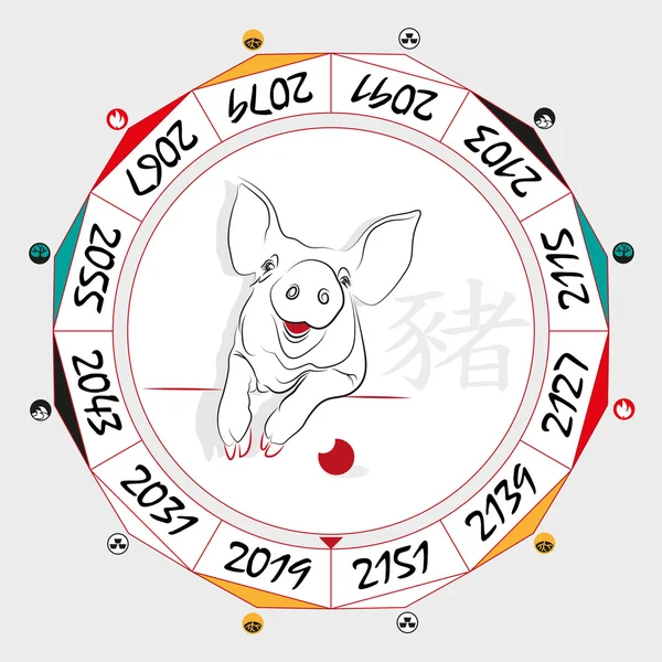 Chinese dierenriem varken — Stockvector