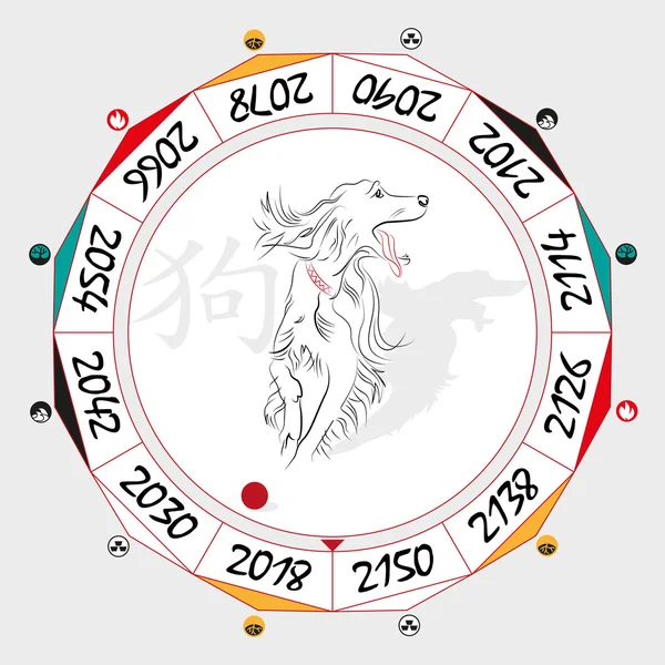 Chien zodiaque chinois — Image vectorielle