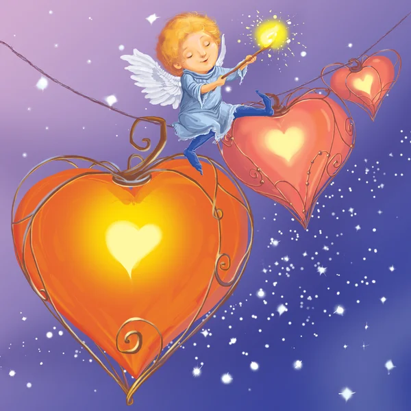 Angel light hjärtan — Stockfoto