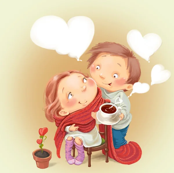 Aşık erkek ve kadın çay içme — Stok fotoğraf