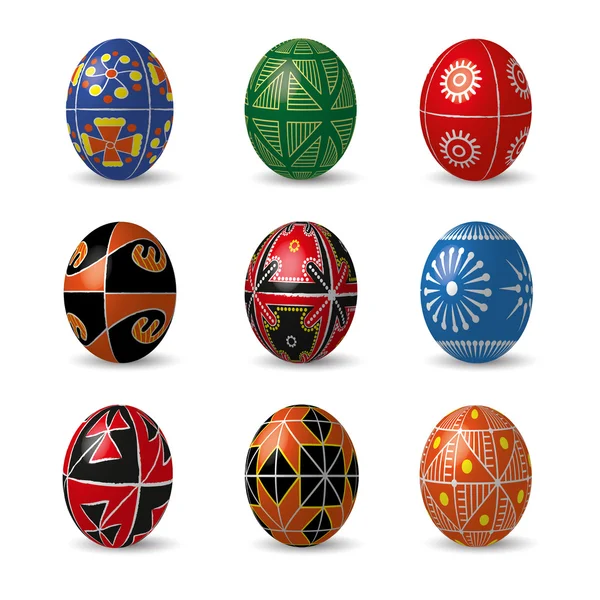 Набір кольорових великодніх яєць . — стоковий вектор