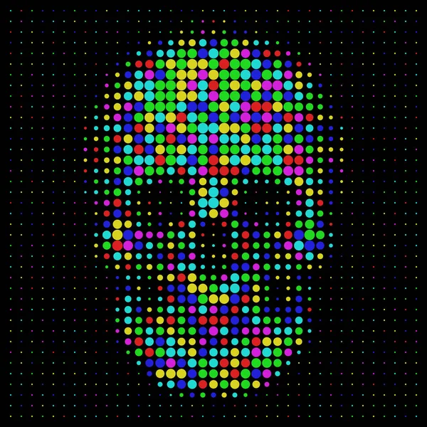 Calavera Color Humano Estilo Puntos Medio Tono Diseño Gráficos Camisetas — Archivo Imágenes Vectoriales