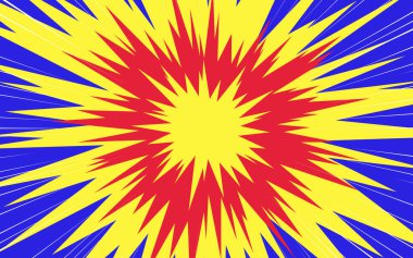 Kart kırmızı ve sarı radyal çizgiler için güneş ışınları veya yıldız patlaması öğesi dikdörtgen dövüş damgası Manga veya anime hız grafik dokusu Süper kahraman aksiyon çerçevesi Patlama vektör çizimi