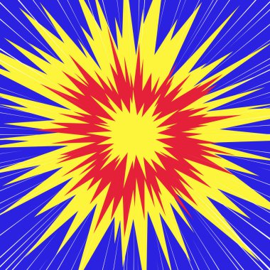 Kart kırmızı ve sarı radyal çizgiler için güneş ışınları veya yıldız patlaması element kare dövüş damgası Manga veya anime hız grafik dokusu Süper kahraman aksiyon çerçevesi Patlama vektör çizimi