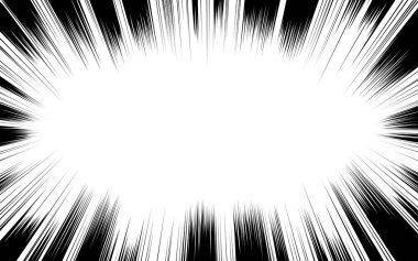 Çizgi roman siyah ve beyaz radyal çizgiler arkaplan güneş ışını veya yıldız patlaması element yakınlaştırma etkisi Kart mangası veya anime hız grafik dokusu Süper kahraman çerçevesi Patlama vektör çizimi