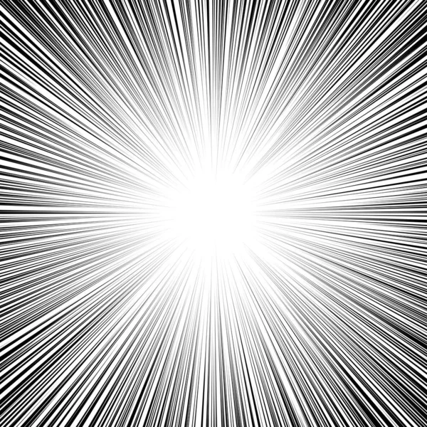Комікси Чорно Білі Радіальні Лінії Фон Сонячний Промінь Або Зірка — стоковий вектор