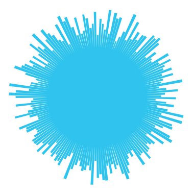 Beyaz arkaplan üzerinde radyal mavi konsantre parçacıklar Ses dalgası güneş ışını veya yıldız patlaması elementi yakınlaştırma etkisi kare dövüş damgası Süperkahraman çerçevesi Waveform Çember vektör arkaplan çizgisi dokusu