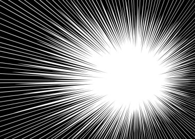 Çizgi roman çizgileri arkaplan Güneş ışınları veya yıldız patlaması element Zoom etkisi Kart Mangası veya anime hız grafik dokusu Süper kahraman çerçeve patlama vektör çizimi için dikdörtgen dövüş damgası