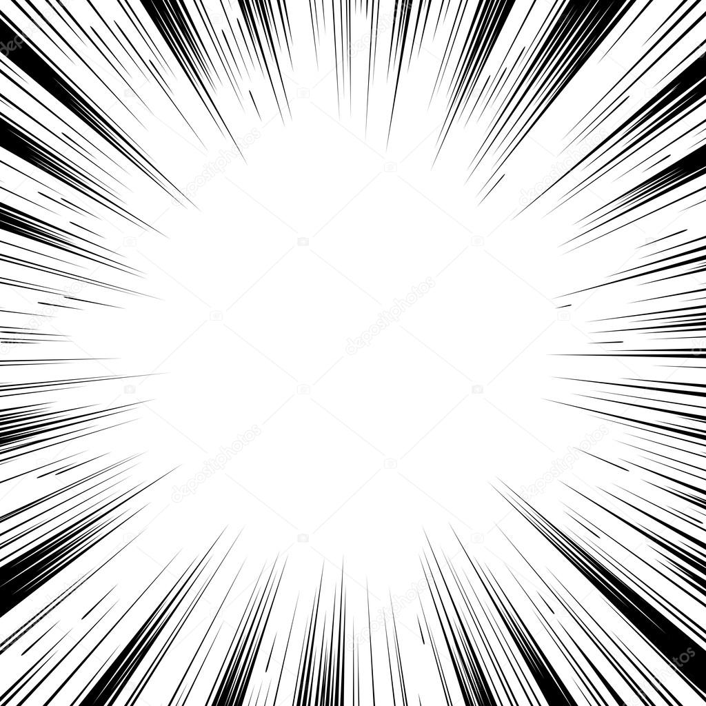 Comic book black and white radial lines background Square fight 