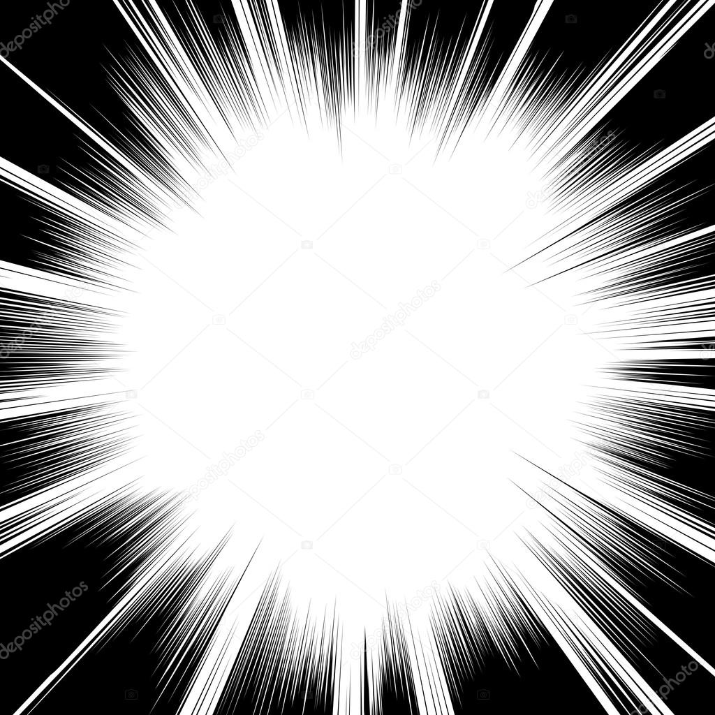 Comic book black and white radial lines background Square fight 