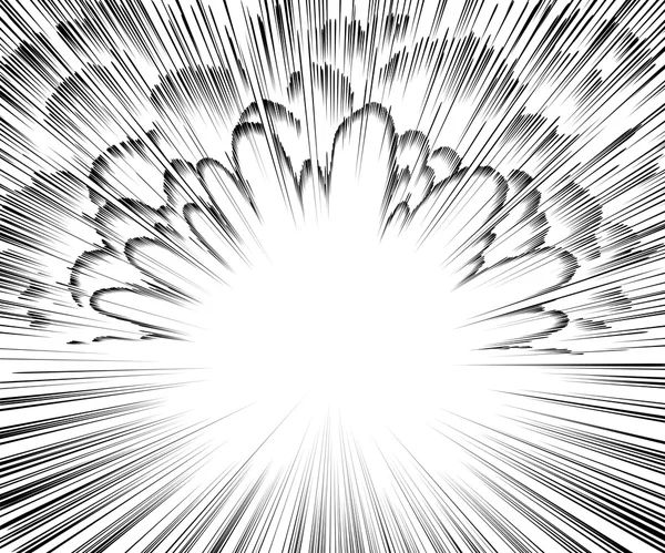 Explosión del cómic vector ilustración Blanco y negro radial — Vector de stock