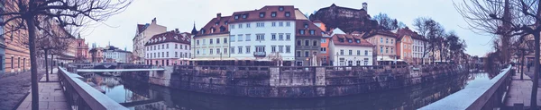 Panorama of the Ljubljanica promenade — Stock Photo, Image