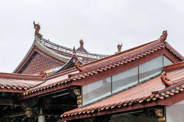Part Chinese Traditional Buddhist Architecture Rain — Stock Photo, Image