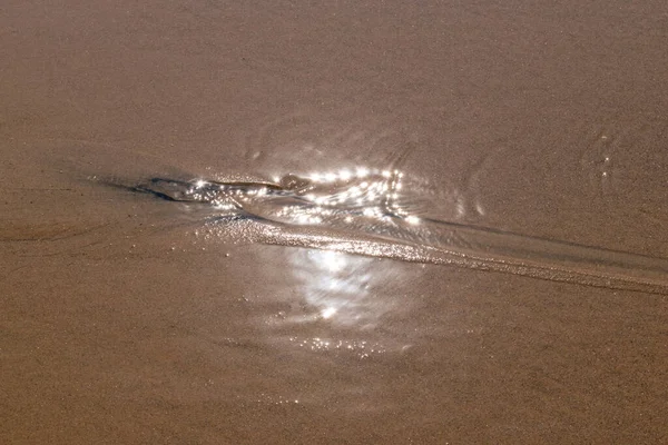 海が後退した後の黄金のビーチ 砂は非常に微細で柔らかいです — ストック写真