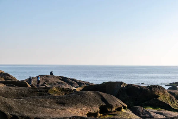 Atardecer Mar Costa Abofeteó Las Rocas —  Fotos de Stock