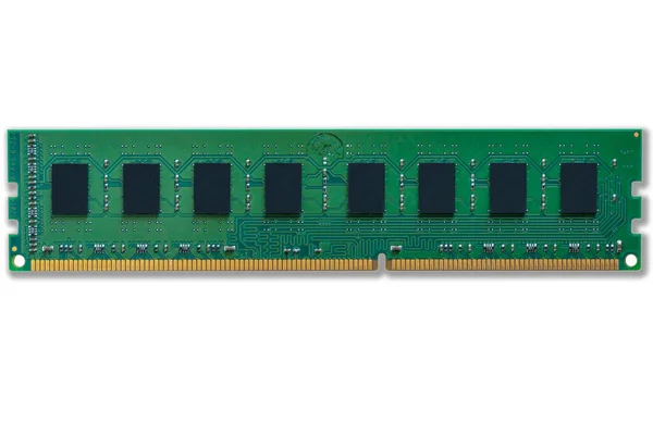 Zöld Számítógép Memóriamodul Közelsége — Stock Fotó