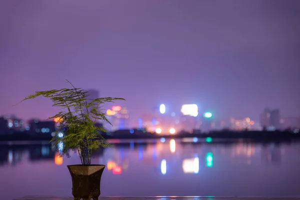 City Reflected Lake Night — Stock Photo, Image