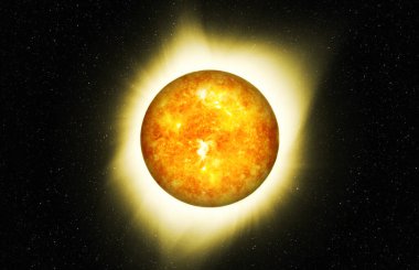 Parlak Güneş, Güneş Sistemi 'ndeki karanlık yıldızlı gökyüzüne karşı NASA tarafından desteklenen bu görüntünün elementleri.